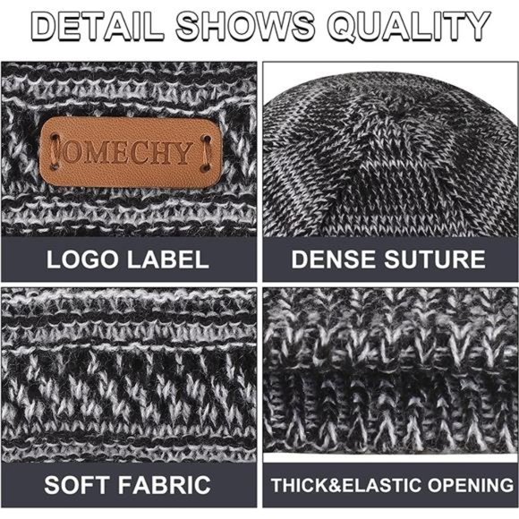 OMECHY Beanie for Men Women Winter Knit Warm Hat Stretch Plain Cuff Toboggan Cap
